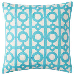 west elm Crewel Circle Lattice Cushion Turquoise